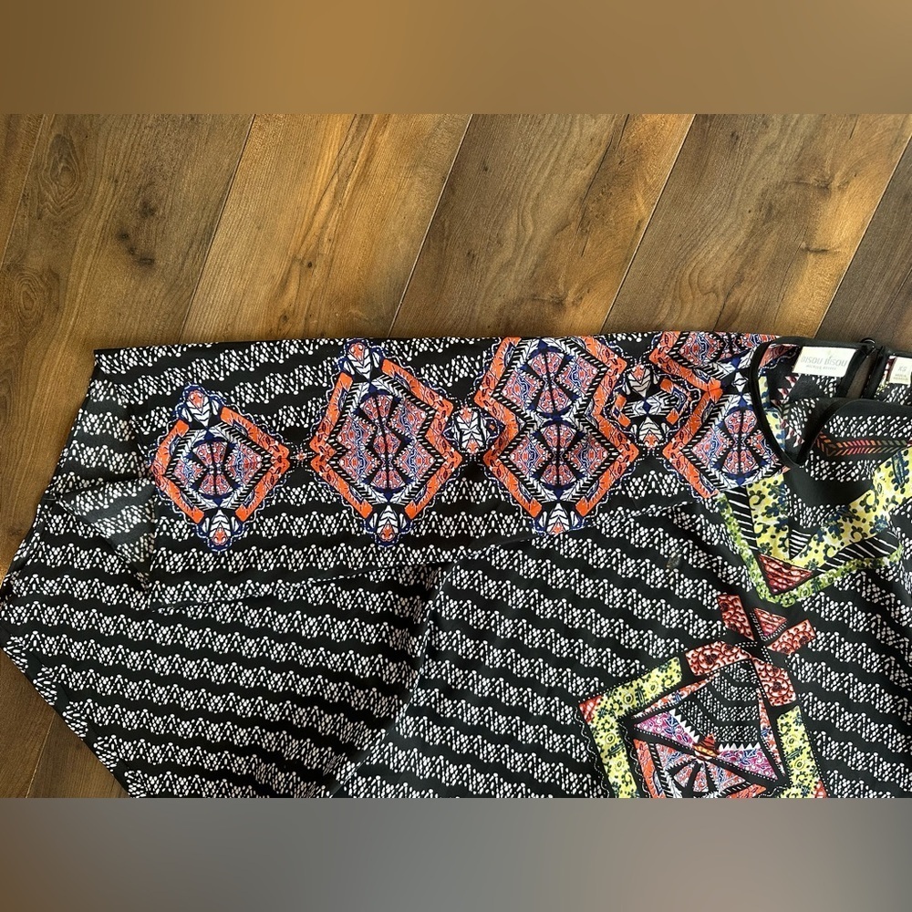 Bisou Bisou Geometric Boho Batwing Top Resort Tribal Festival XS - Picture 4 of 6